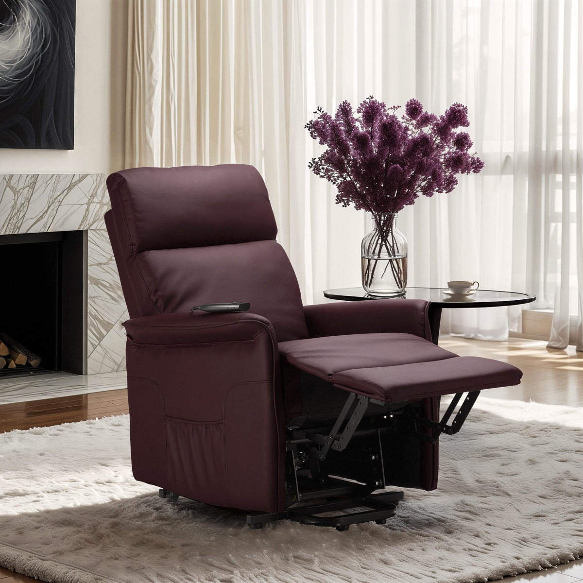 RELAXSESSEL verstellbar Amalia - Bordeaux - Bordeaux, Leder (69/104/73cm) - Pasmara