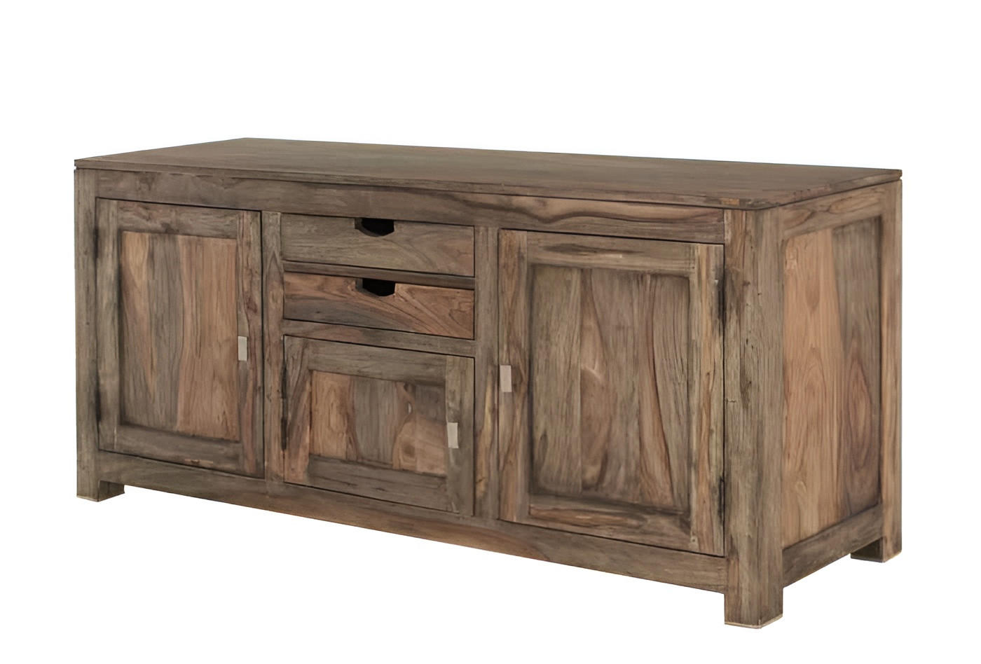 SIDEBOARD Sheesham 160x42x75 grau geölt NATURE GREY #89 - Grau, Holz (160/75/42cm) - Massivmoebel24