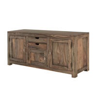 SIDEBOARD Sheesham 160x42x75 grau geölt NATURE GREY #89 - Grau, Holz (160/75/42cm) - Massivmoebel24