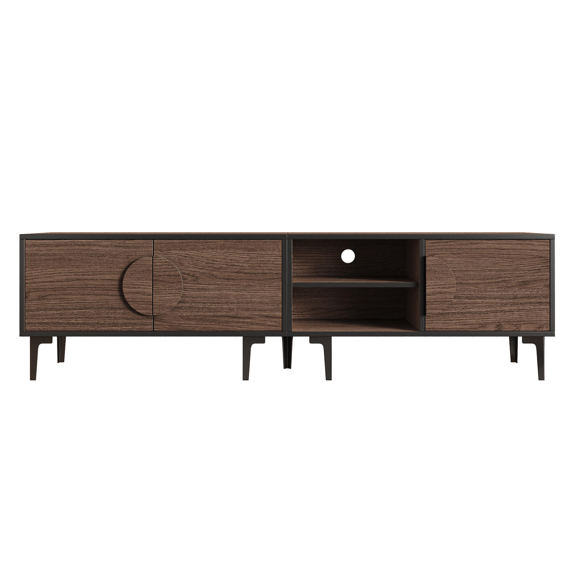 LOWBOARD Modellname Dunkelwalnussfarben 180/35/49 cm - Wildeiche, Holz (180/49/35cm) - PANGIVO