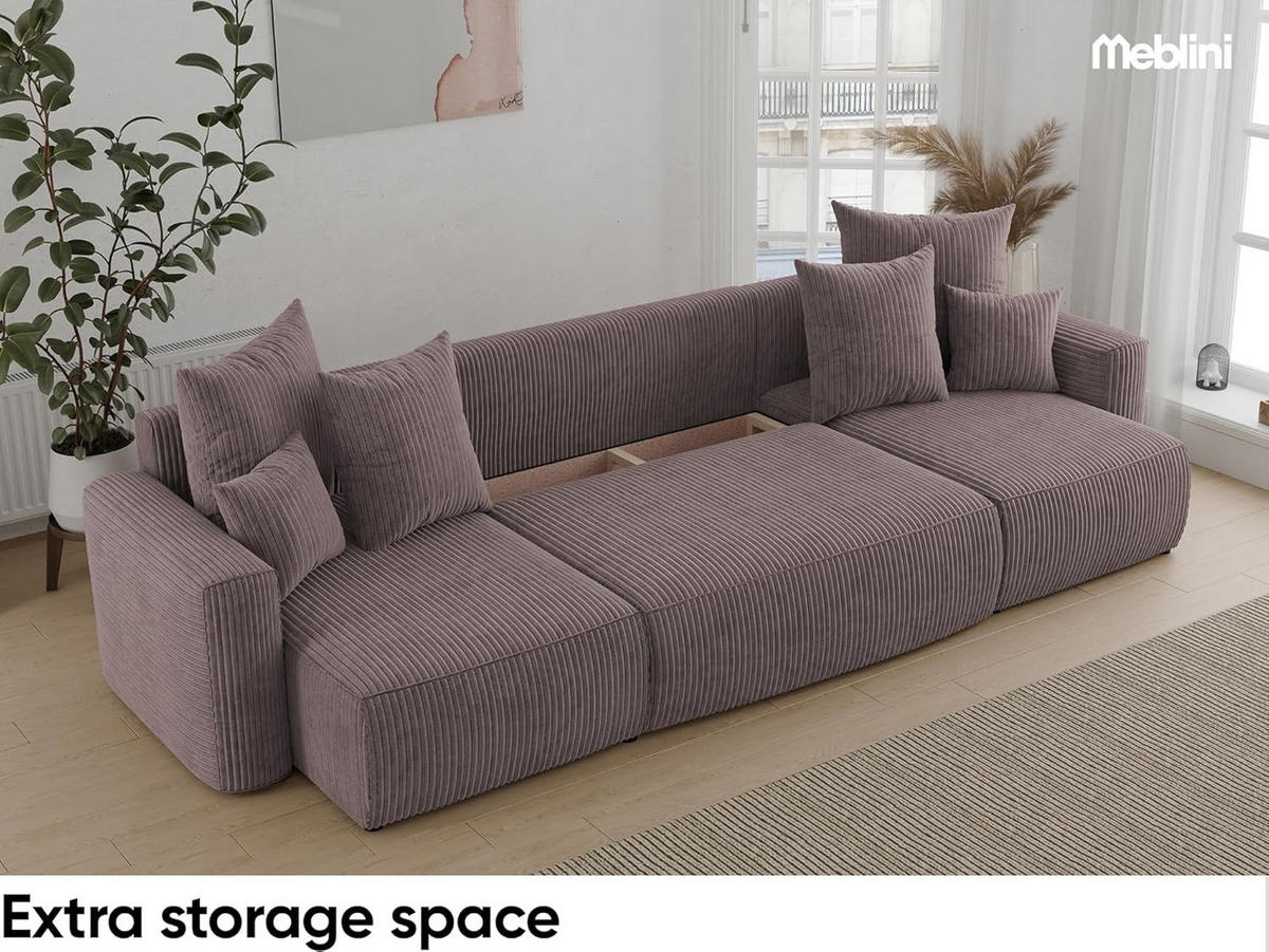 ECKSOFA DAVE U - Schwarz/Braun, Holzwerkstoff (312/142cm) - Meblini