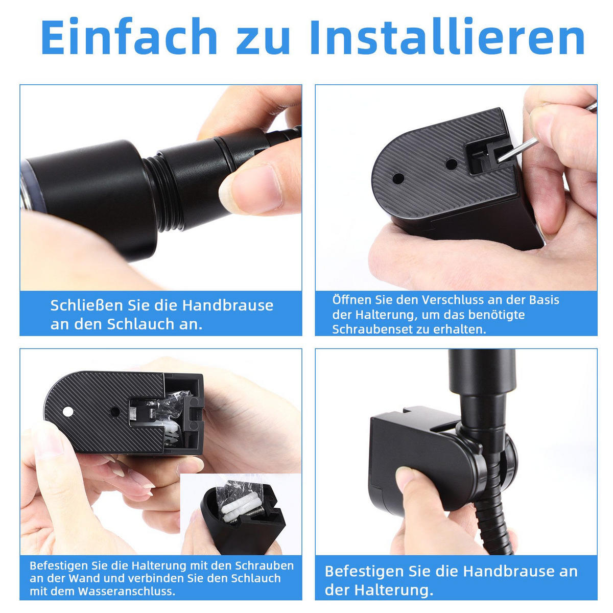 DUSCHKOPF WasserOase - Schwarz, Kunststoff (4/26/9cm) - Nettlife