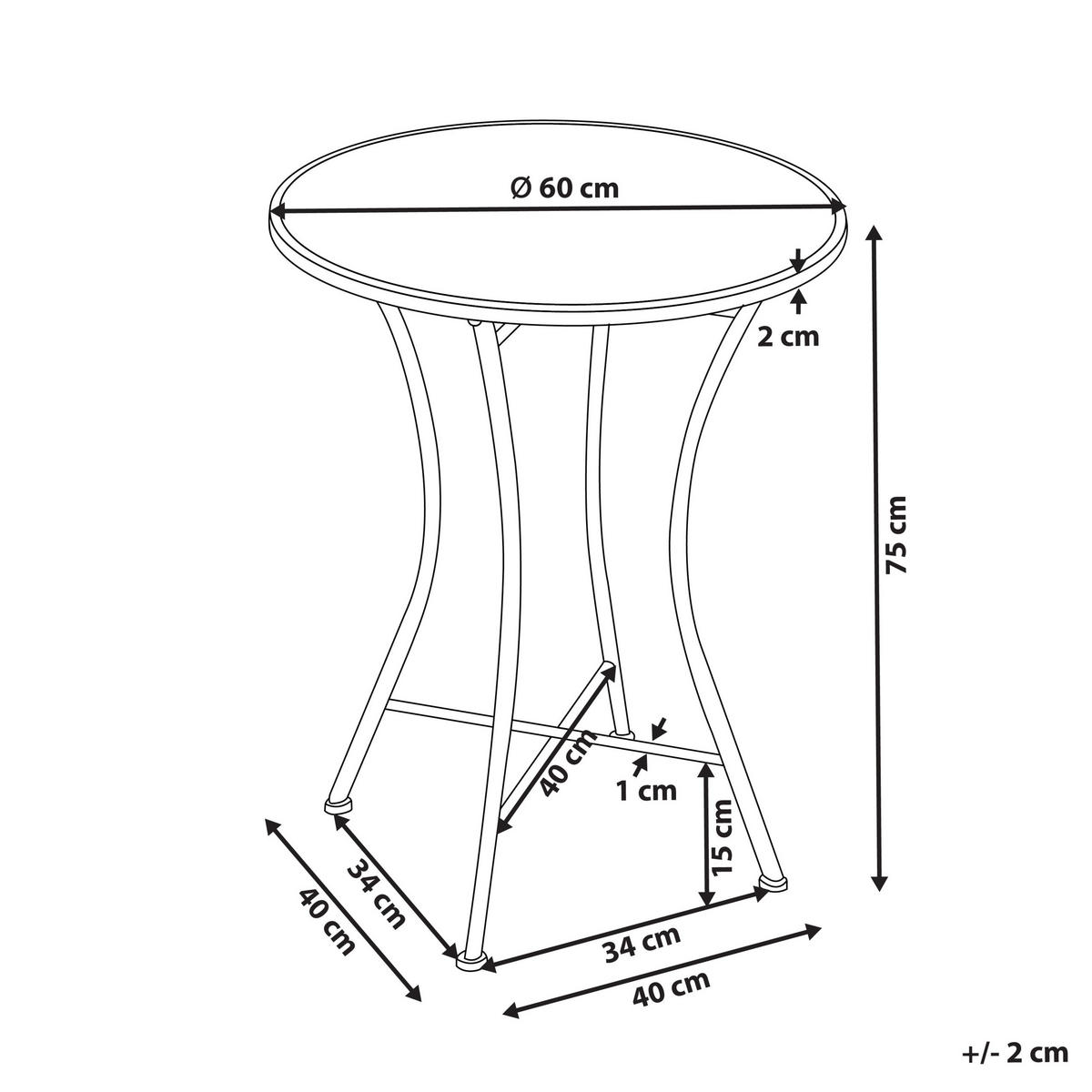 BISTRO STOLEK 60/60 cm Kov Černý Collio - bílá, kov (60/60/75cm) - Beliani