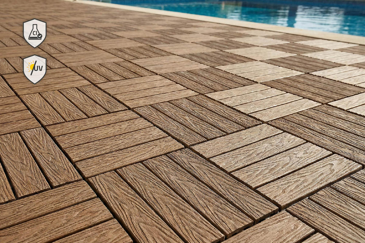 30ER-SET TERRASSENFLIESEN JURA 30x30cm Teak-Verbund - Teakfarben, Holzwerkstoff (30/30/2cm) - Casanoov