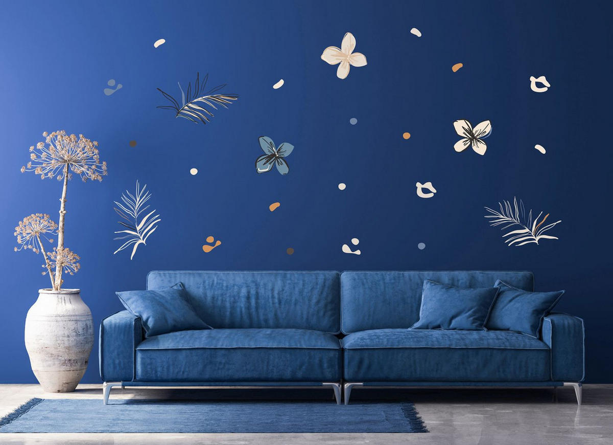 WANDTATTOO Blumenmuster 85 x 65 cm - Multicolor, Papier (85/65/65cm) - Sanders & Sanders