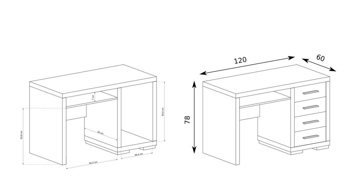 SCHREIBTISCH SALERNO 120x60x78 cm Bürotisch Computertisch, Eichefarben - Eichefarben, Holzwerkstoff (60/120/78cm) - MASSENO