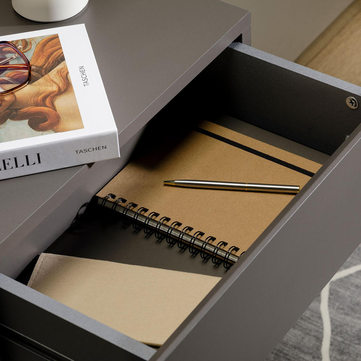 HÄNGENDER NACHTTISCH ANNE - Grau, Holzwerkstoff (42/14/30cm) - CARO-Möbel