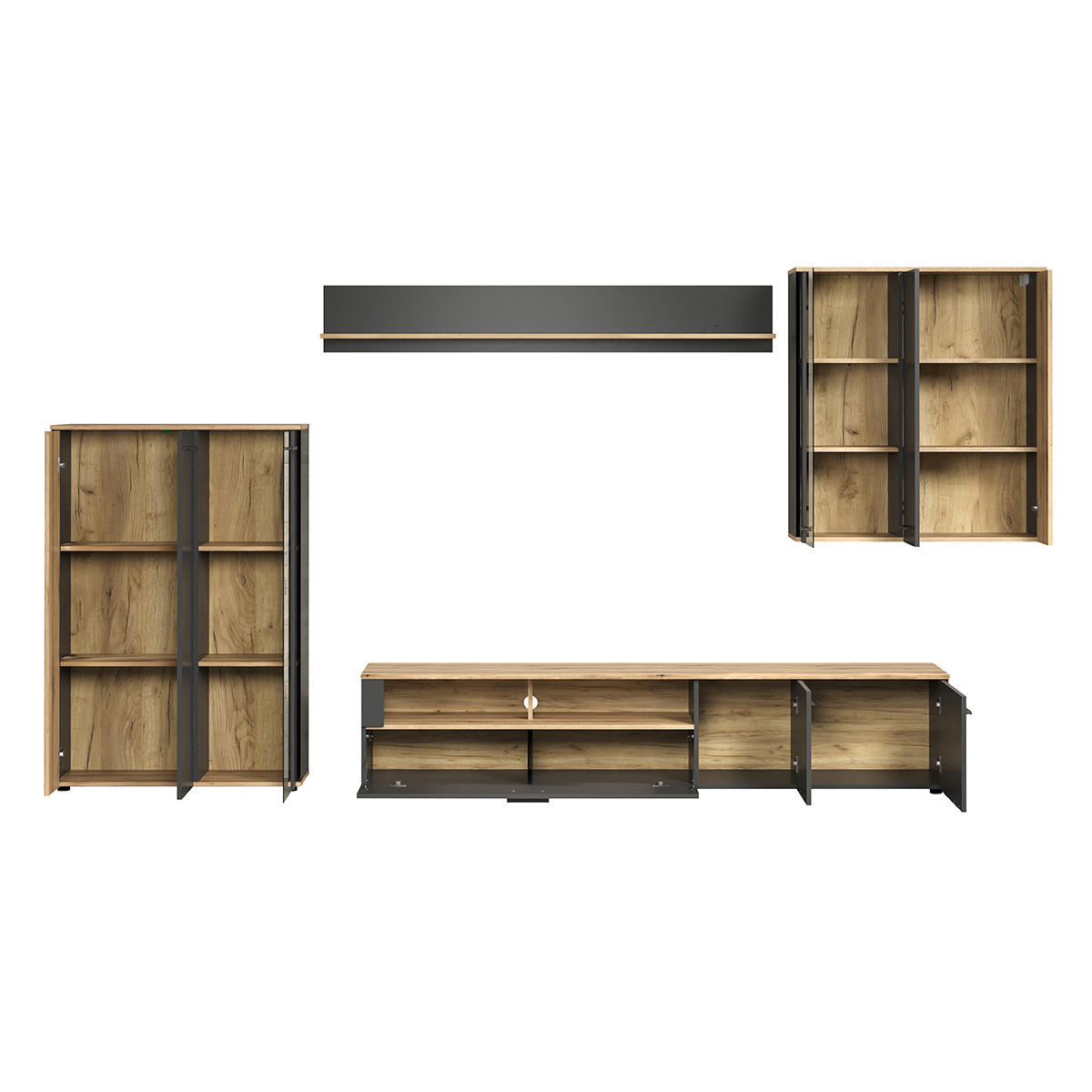 LOWBOARD Esteban Anthrazit - Anthrazit, Holzwerkstoff (210/43/41cm) - Trendteam