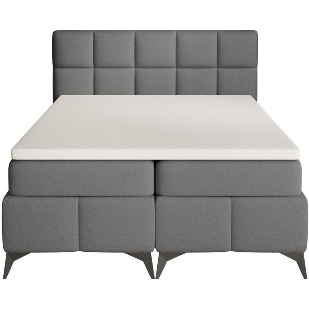 BOXBETT Solido mit Bettkasten 140x200 cm dunkelgrau - Dunkelgrau/Schwarz, Textil/Metall (140/200cm) - Beautysofa