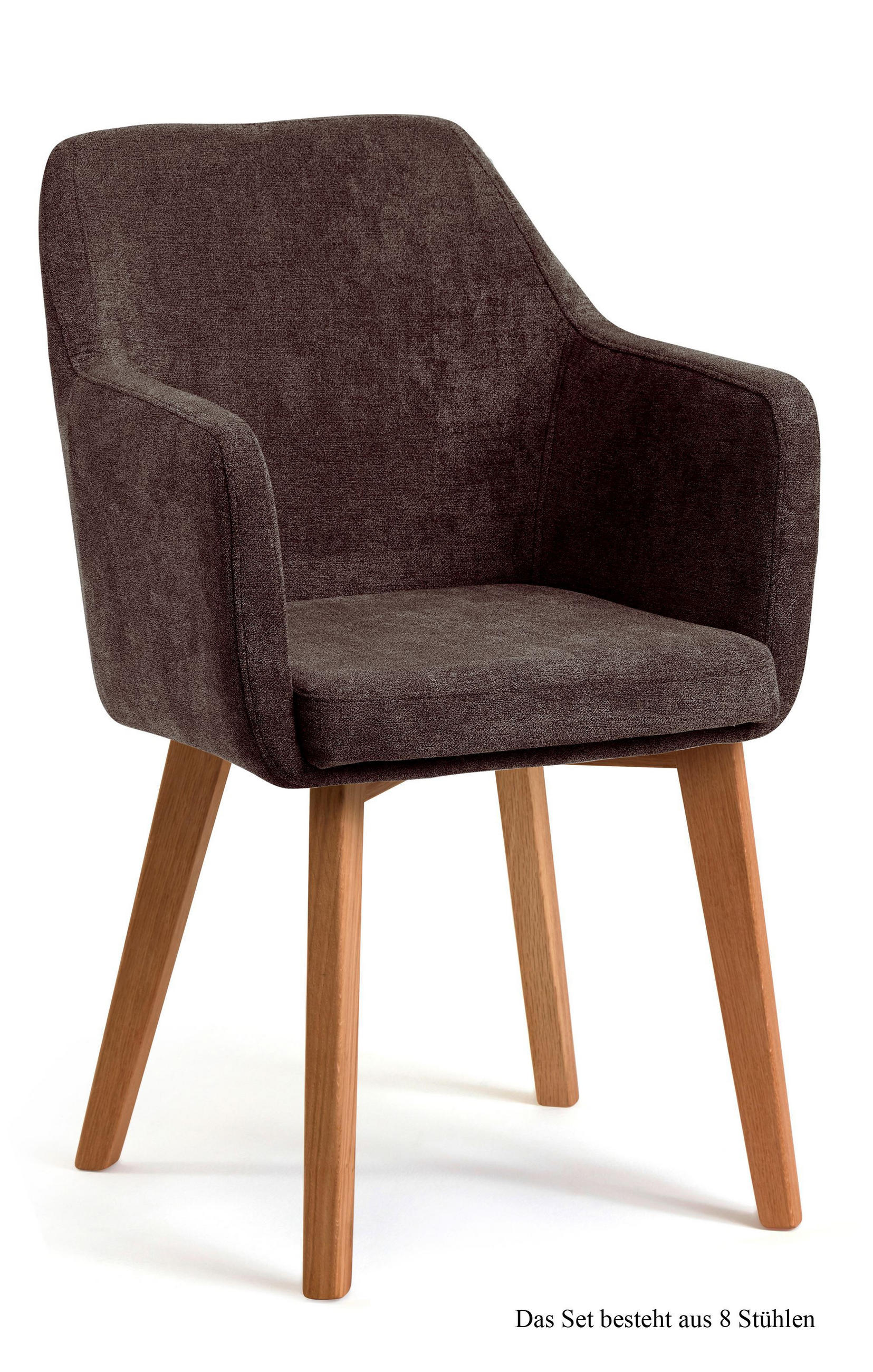 ARMLEHNSTUHL (8er-Set) Darleen 57x87x60 Eiche geölt/Braun - Eichefarben/Braun, Kunststoff (60/87/57cm) - 58aufmkessel