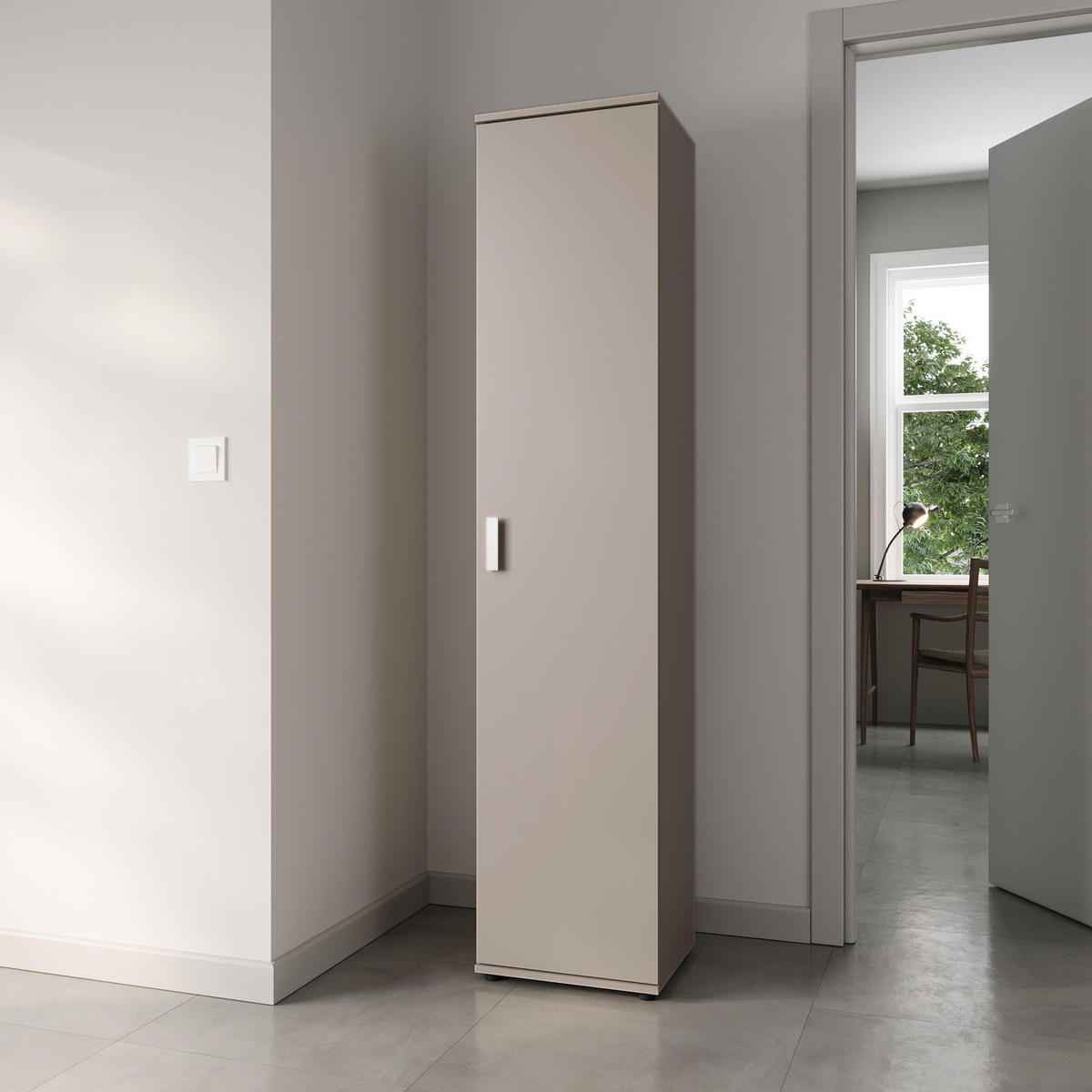 MEHRZWECKSCHRANK mit 1 Tür & 4 Einlegeböden in Kaschmir - Kaschmir, Holzwerkstoff (40/184/35cm) - Home Collective