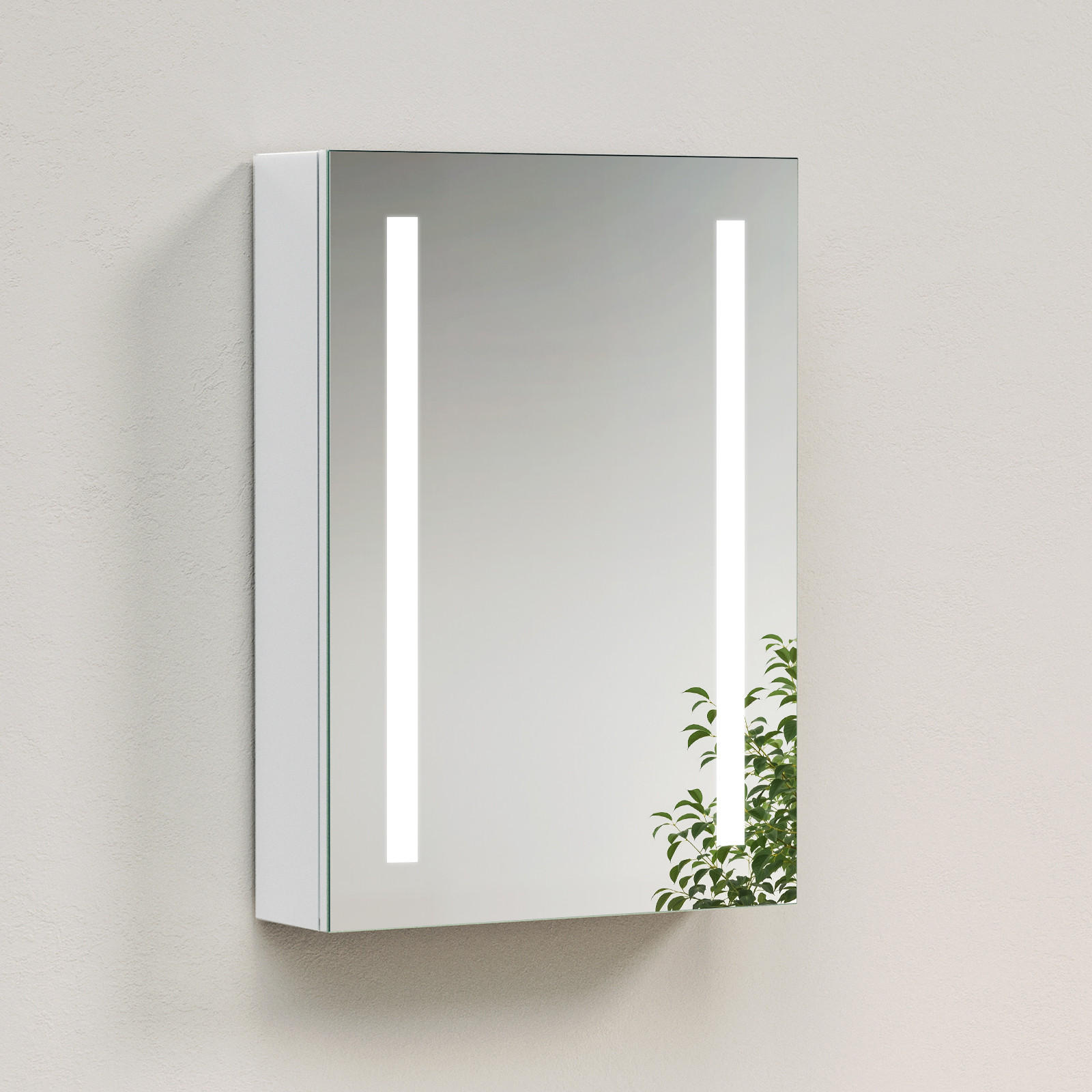 SPIEGELSCHRANK mit Beleuchtung silberweiß 70/50/14,5 - Weiß, Metall (50/70/14.5cm) - EMKE