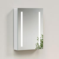 SPIEGELSCHRANK mit Beleuchtung silberweiß 70/50/14,5 - Silberfarben/Weiß, Metall (50/70/14.5cm) - EMKE