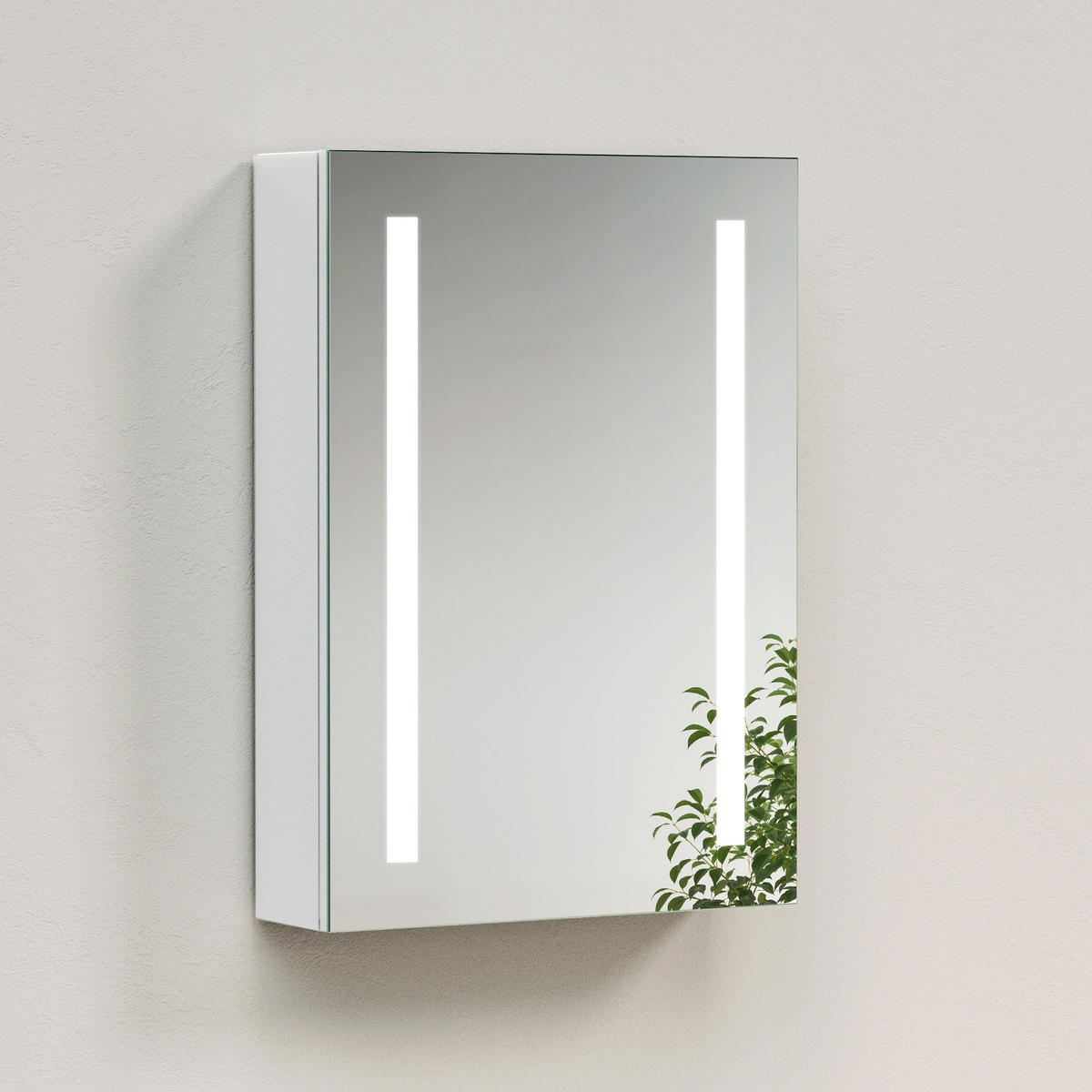 SPIEGELSCHRANK mit Beleuchtung silberweiß 70/50/14,5 - Silberfarben/Weiß, Metall (50/70/14.5cm) - EMKE