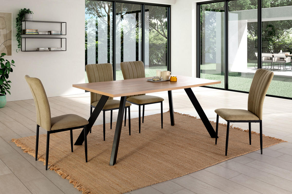 STÜHLEN (Set aus 4) aus stoff mit schwarzen metallbeinen - holly 43/58/46 cm - Grün, Textil (58/46/43cm) - Calicosy