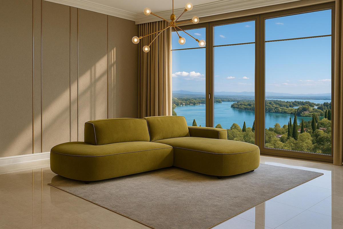 ECKSOFA Cursal Atelier, Stoff Salvador, Olive, Rechts - Olivgrün, Holz (284/166cm) - Kaiser Möbel