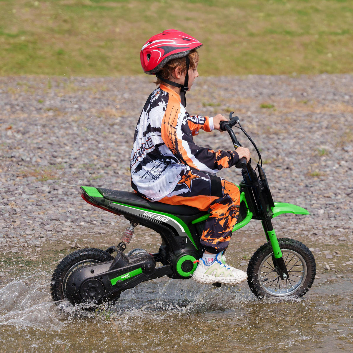 KINDER Elektro Motorrad, 12V Kindermotorrad mit Hupe, Leuchte, 8-16 km/h, Grün - Grün, Kunststoff (119/64/76.5cm) - HOMCOM