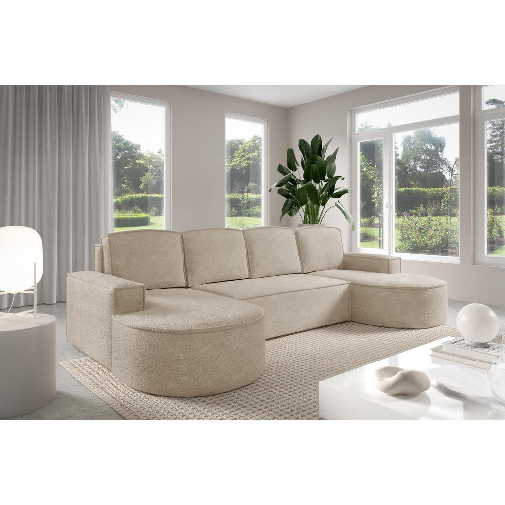 Thumbnail - Bettso Wohnlandschaft, Beige, Holzwerkstoff, Textil, 316x88x157 cm, Wohnzimmer, Sofas & Couches, Wohnlandschaften, Wohnl...