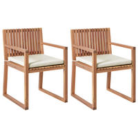 GARTENSTUHL 2er-Set Hellbraun/Beige Sassari Premium - Hellbraun/Beige, Holz (54/80/59cm) - Beliani