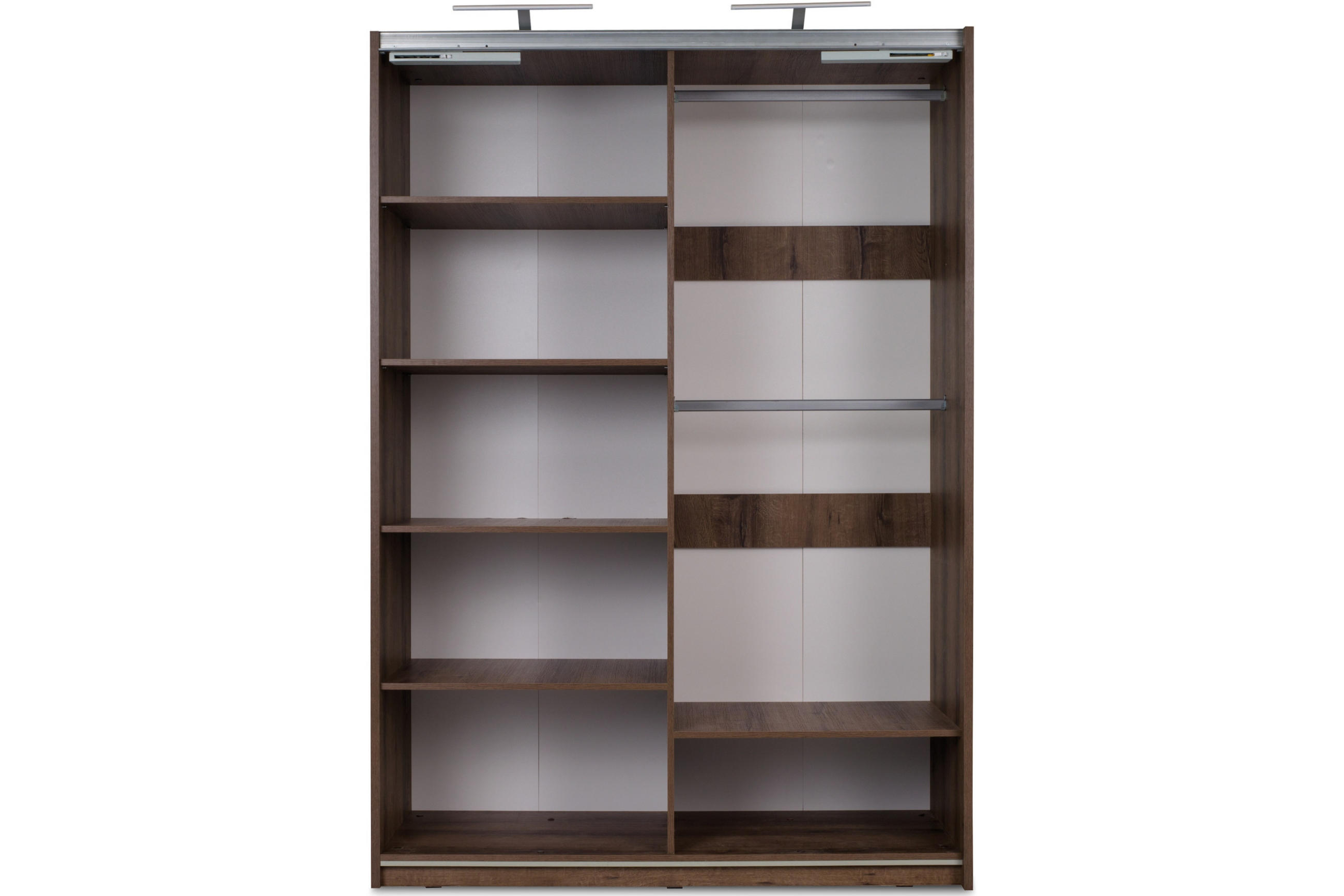 SCHIEBETÜRENSCHRANK MERO mit Kleiderstangen und Einlegeböden, Dunkelbraun - Dunkelbraun, Holzwerkstoff (150/215/69cm) - KONSIMO®