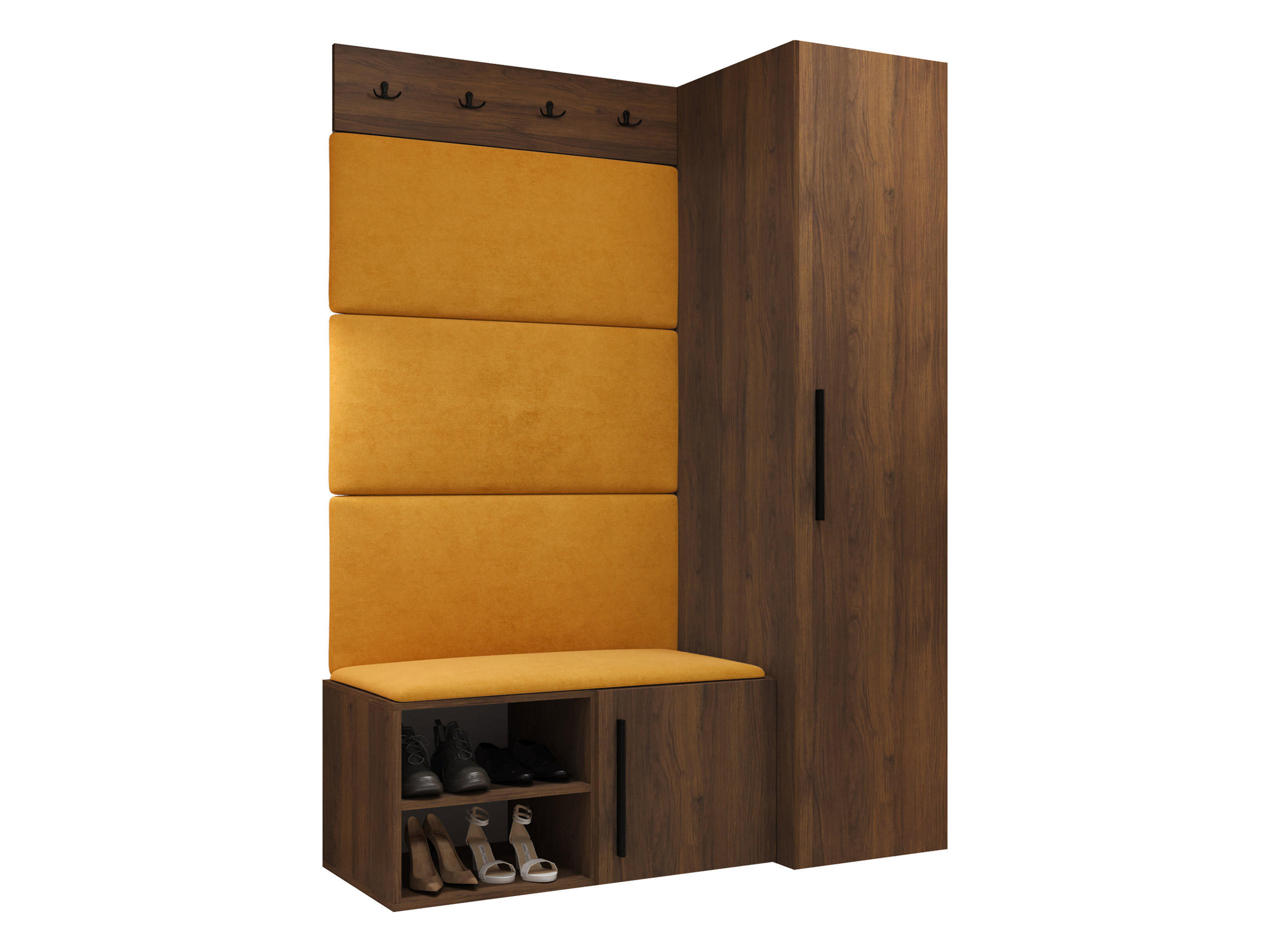 GARDEROBEN-SET Medi II - Nussbaumfarben/Schwarz, Holzwerkstoff/Kunststoff (40/191/50cm) - MIRJAN24