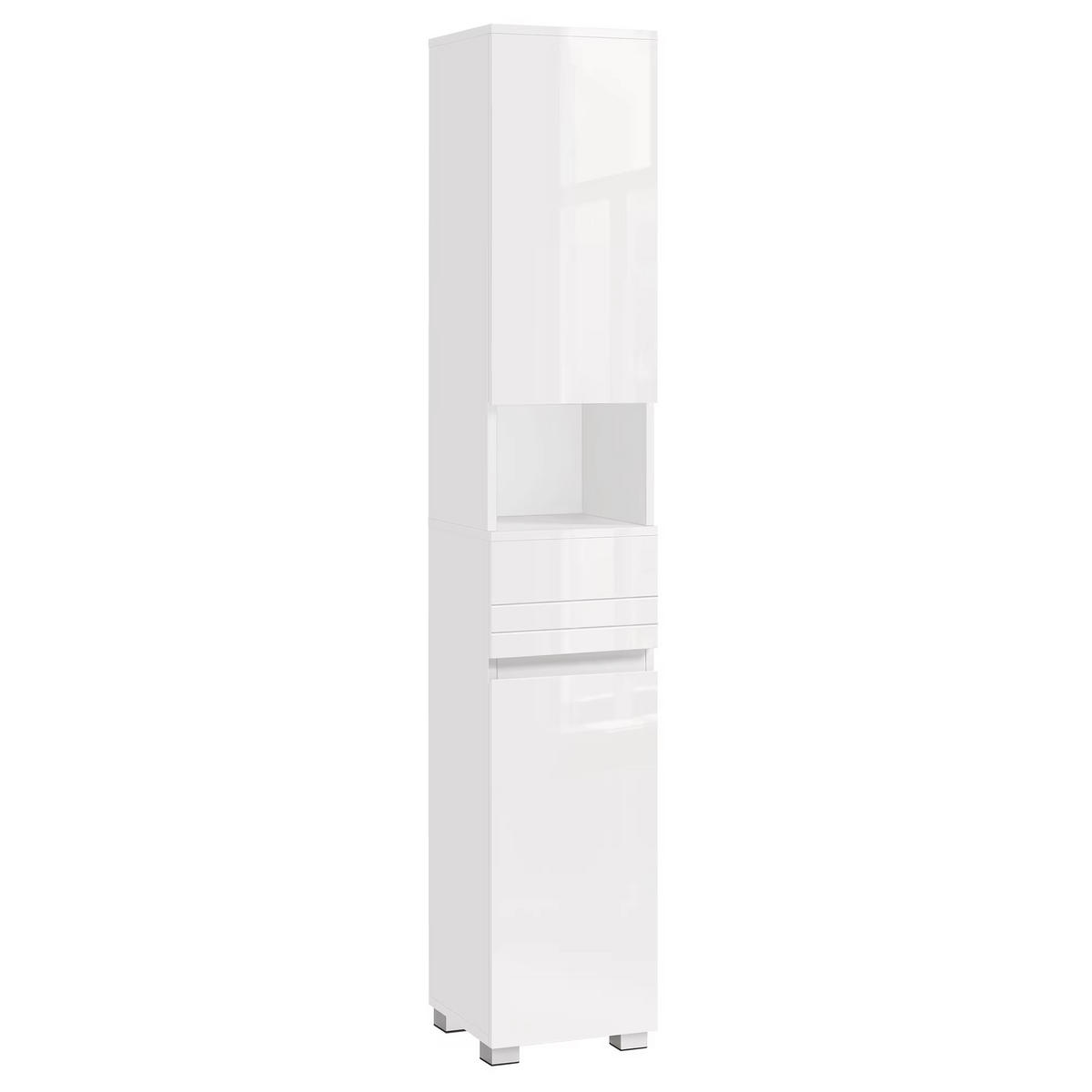 HOCHSCHRANK 20/180/20 cm Schublade Regale Badmöbel - Weiß, Holz (30/170/30cm) - Coonoor
