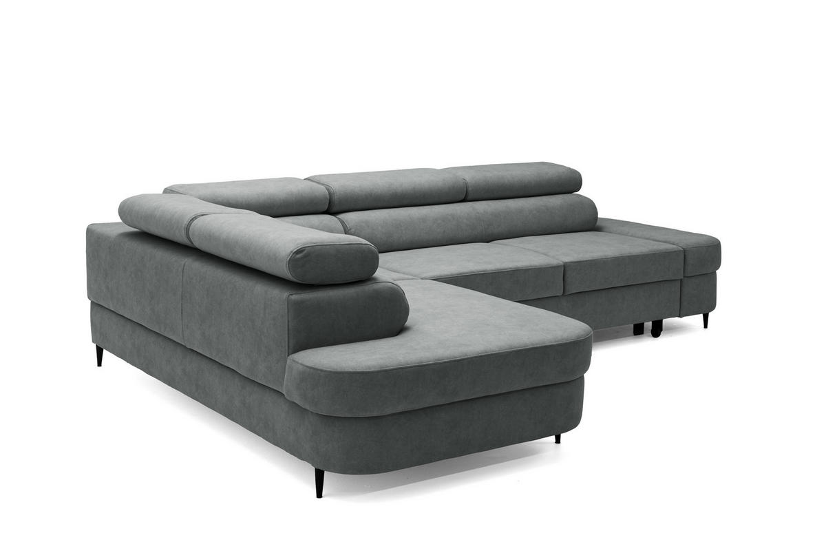 ECKSOFA PRIAM L Links mit Schlaffunktion 125x195 Velours Dunkelgrau - Dunkelgrau/Schwarz, Holz/Textil (203/275cm) - Muffo