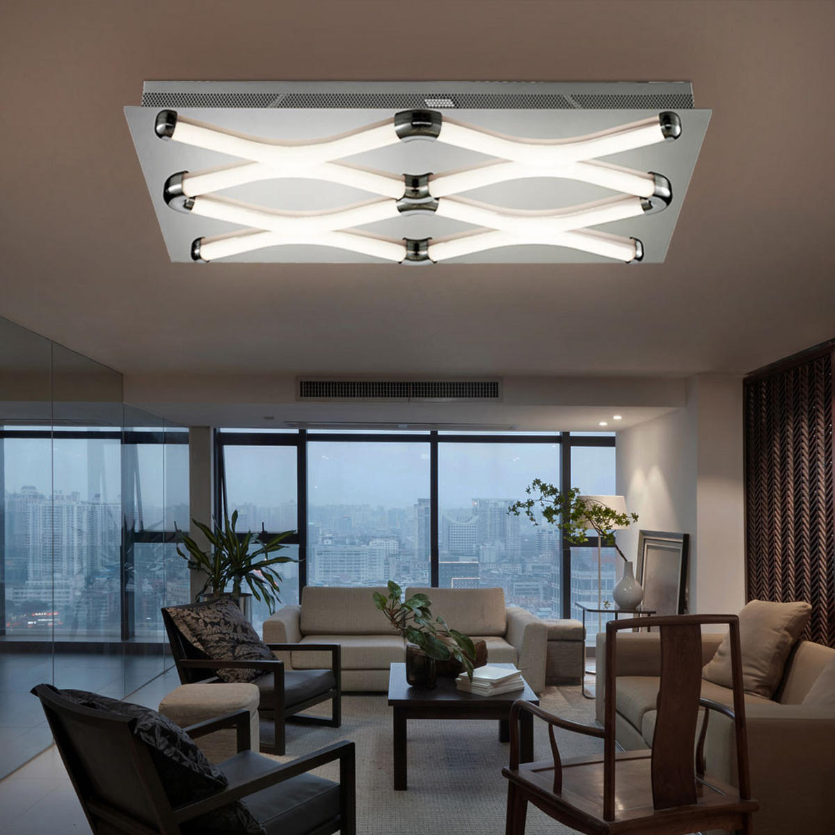 LED DECKENLEUCHTE Metall Chrom satiniert Silber - Silberfarben, Metall (58/34/6cm) - Esto