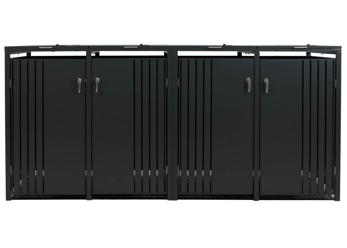 MÜLLTONNENBOX 4er mit Deckel HxBxT 122x250x84cm Anthrazit - Anthrazit, Metall (250/122/84cm) - PROREGAL