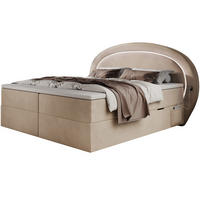 BOXBETT Nova 1 beige 180/200 cm mit LED H3 - Beige, Textil (180/200cm) - wonello