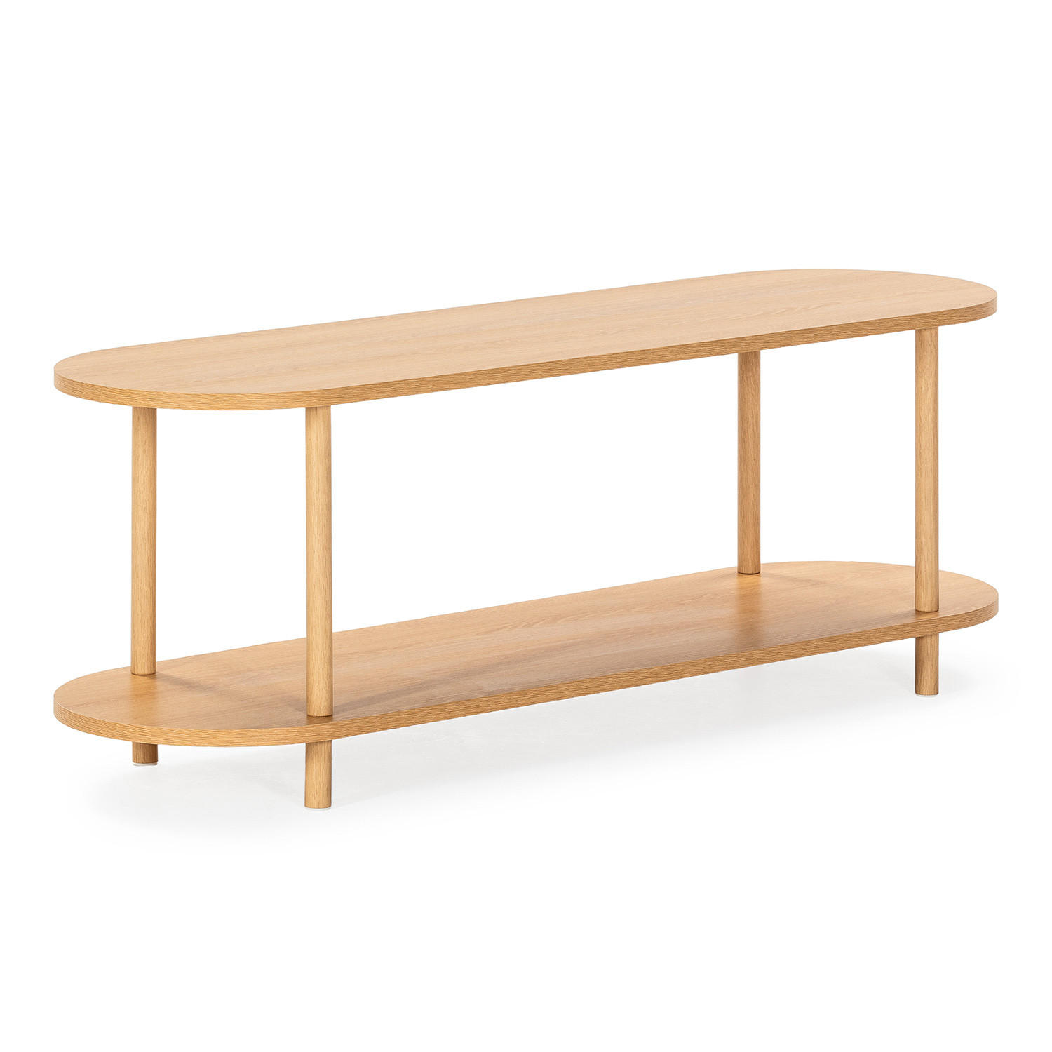 COMODĂ TV Montana 2 rafturi aspect de stejar - culoare lemn stejar, compozit lemnos (130/45/38cm) - VS Venta-stock