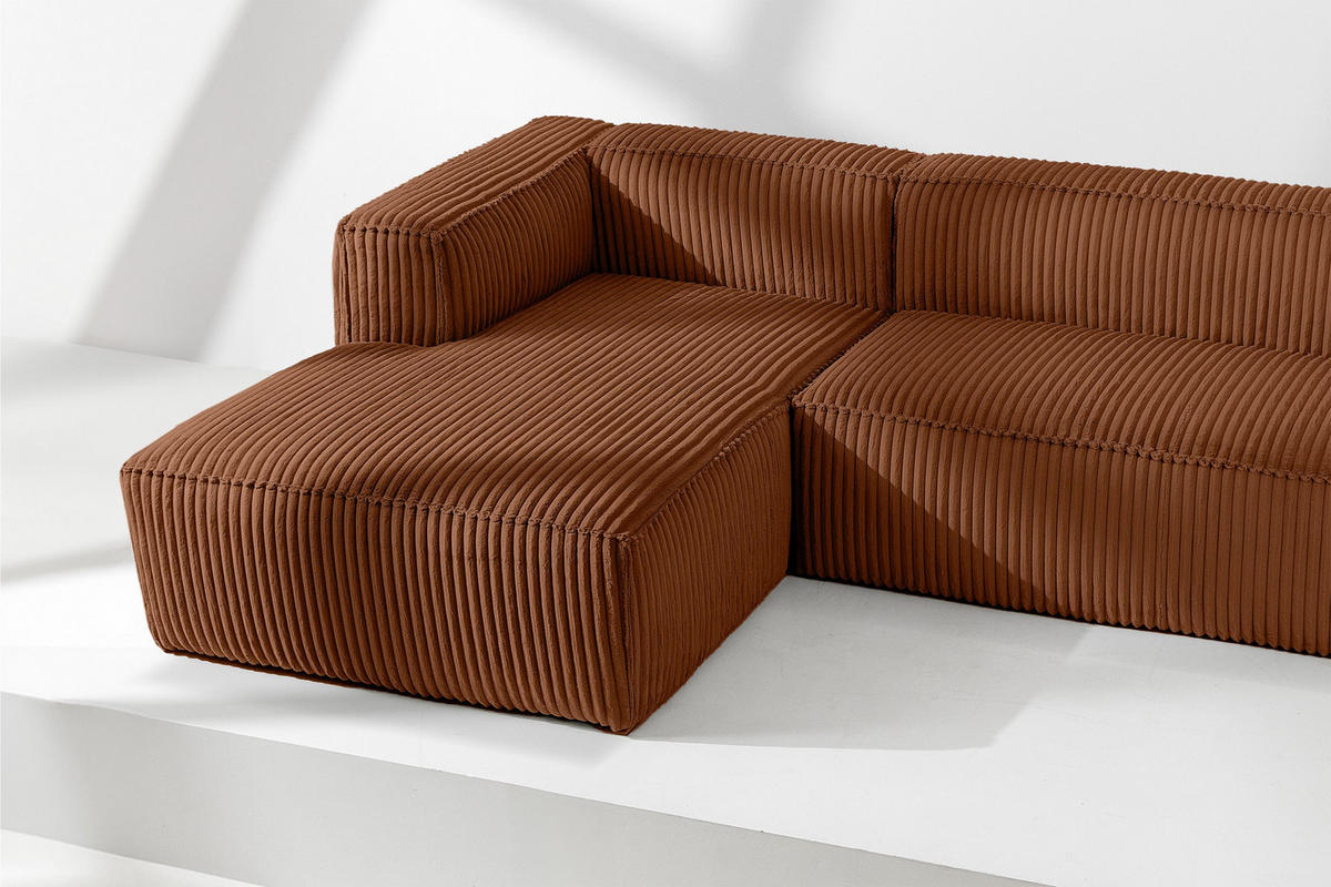 ECKSOFA-LINKS FEROX Modern, Cord-Stoff, rot - Rot, Textil (305/175cm) - KONSIMO®