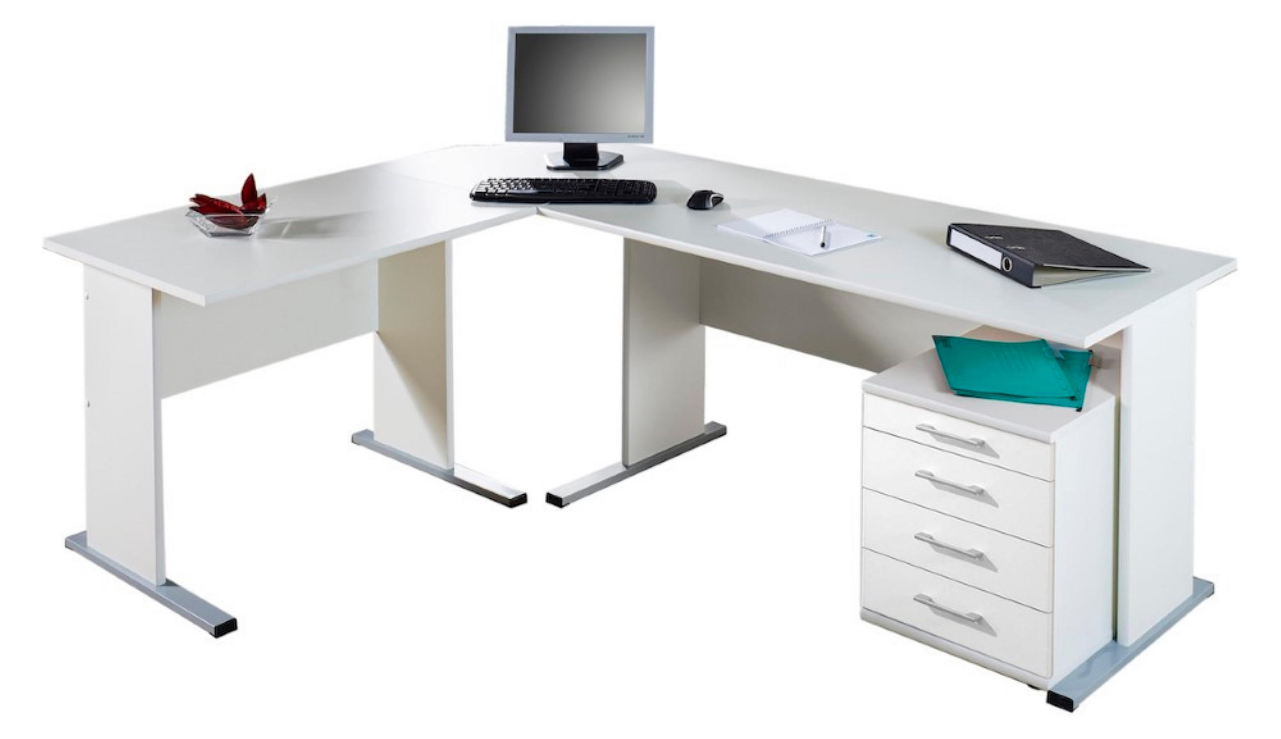 Proregal Eckschreibtisch Weiß 205x75x55 cm