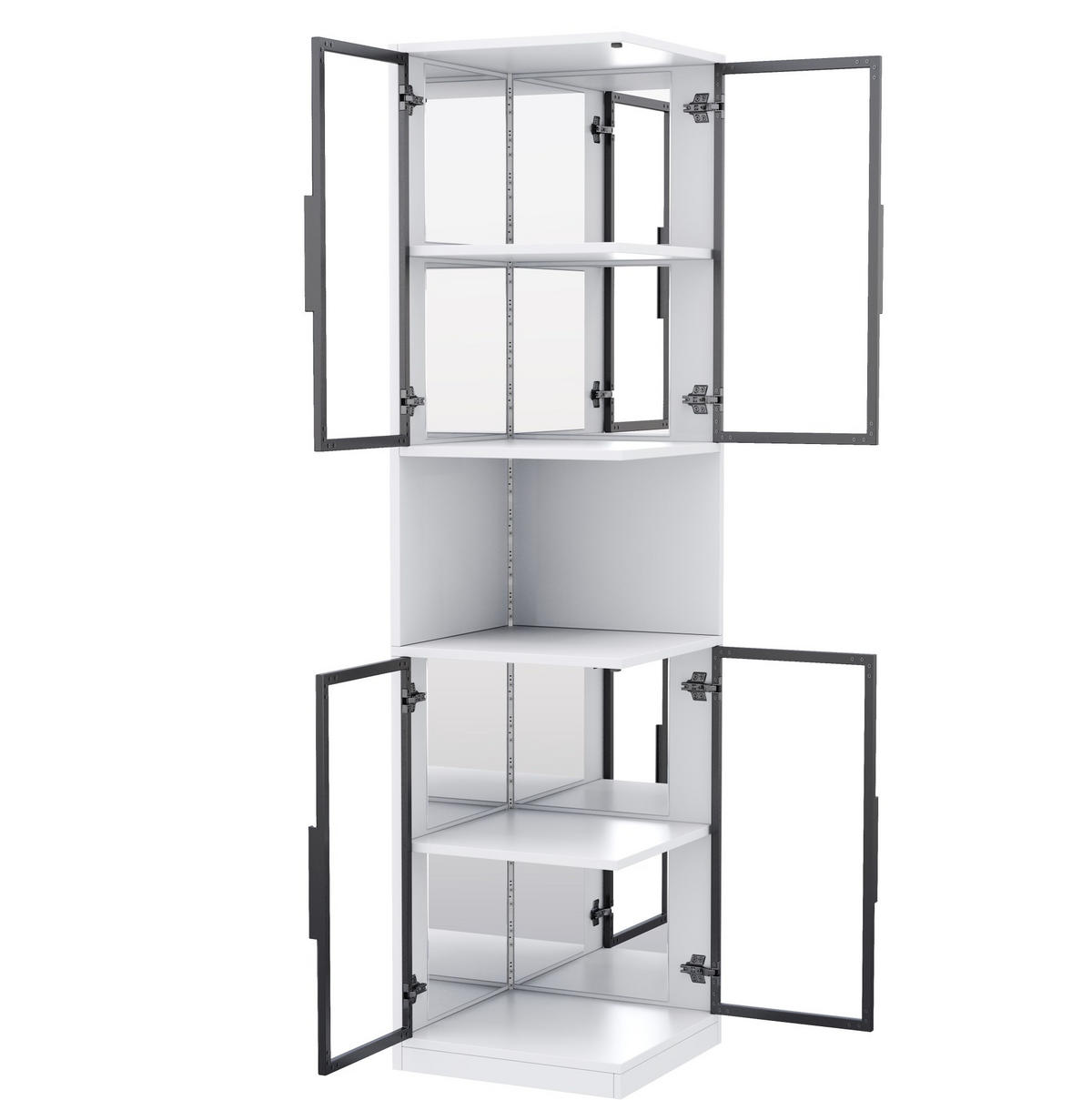 VITRINE aus Spanplatte 42x44x205cm in Weiß mit LED-Beleuchtung - Weiß, Holzwerkstoff (42/205/44cm) - Modfu