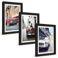 BILDER SET 3er Set - 20x30 cm Schwarzer Rahmen - Oldtimer in Städten - Schwarz, Kunststoff (20/30cm) - TULUP