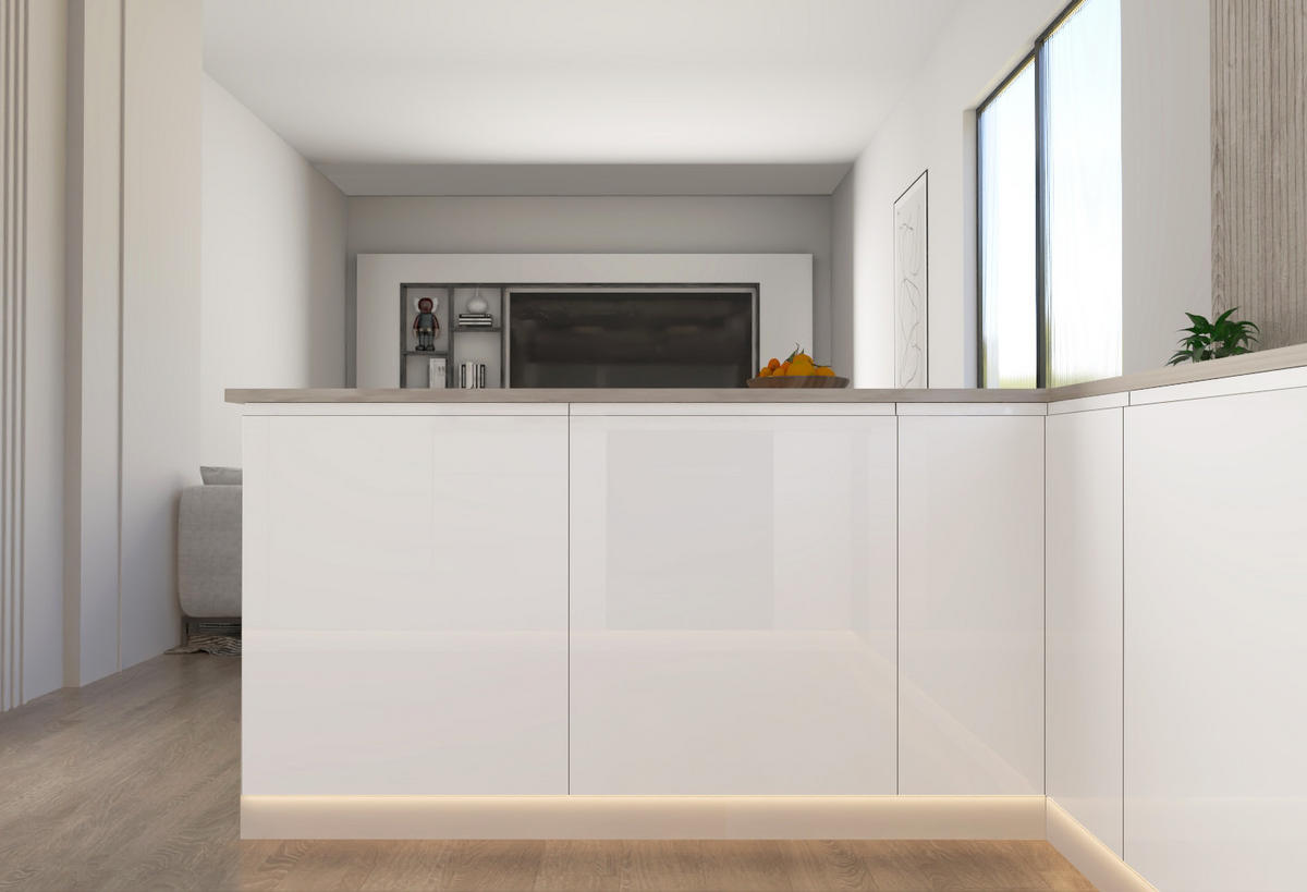 U-KÜCHENZEILE 300 × 279 × 200 cm - Velmora KÜ-AS-010 - in Weiß / Hochglanz - Weiß, Holz (310/212/58cm) - ROYAL24_MARKT