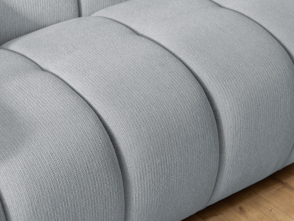 3-SITZER SOFA Nubira in tief gesteppter Bubble-Optik aus weichem Grau Strukturstoff im modernen Design - Schwarz/Grau, Holz/Kunststoff (228/69/89cm) - S-Style Möbel