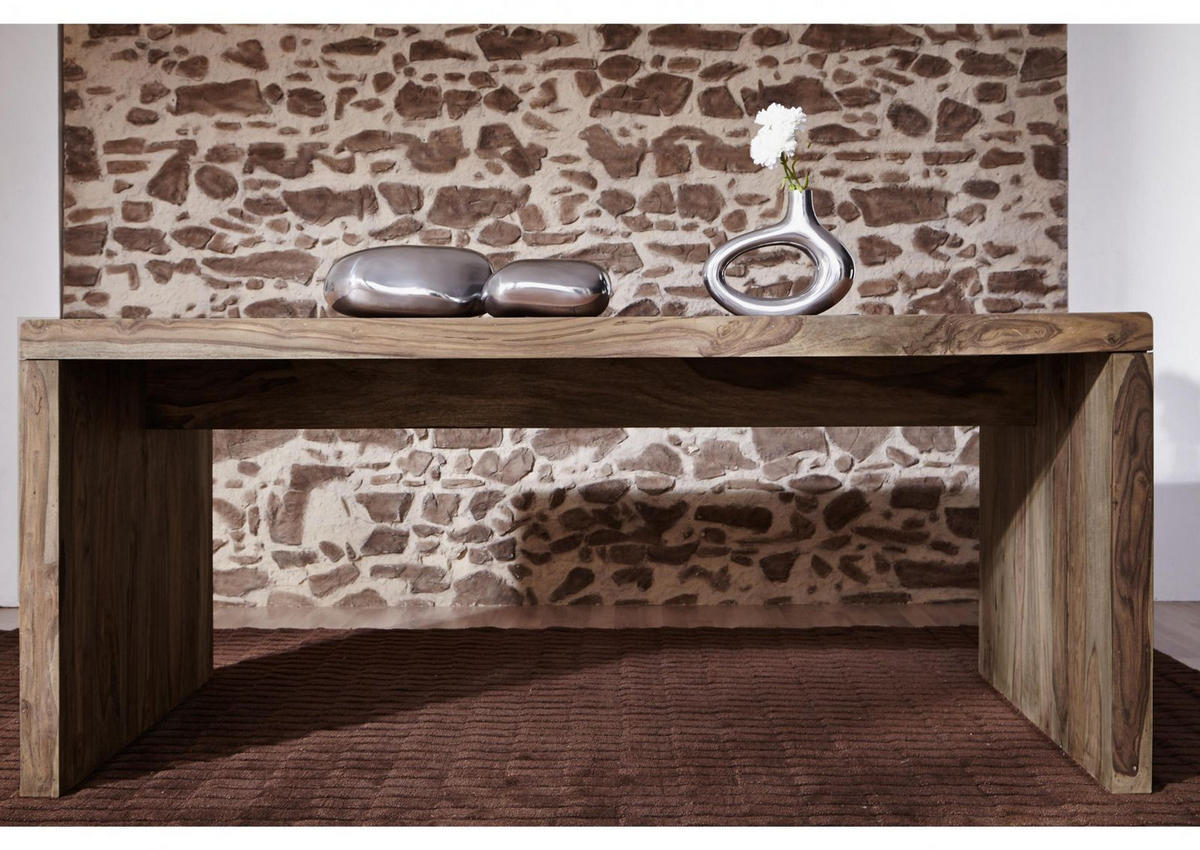 SCHREIBTISCH Sheesham 178x90x78 grau geölt NATURE GREY #711 - Grau, Holz (90/178/76cm) - Massivmoebel24