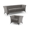 SITZGARNITUR 3+1 Chesterfield Whitby Grau Samt mit schwarzen Füßen - Schwarz/Grau, Holz/Textil (237/78/82cm) - S-Style Möbel