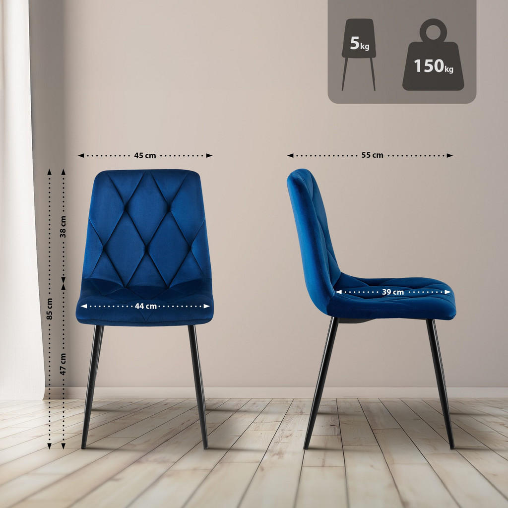 Thumbnail - CLP Stuhl, Dunkelblau, Textil, 45x85x55 cm, Esszimmer, Stühle, Esszimmerstühle, Vierfußstühle