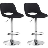 BARHOCKER 2er Set Samt schwarz - Chromfarben/Schwarz, Textil/Metall (42/86/46cm) - CLP