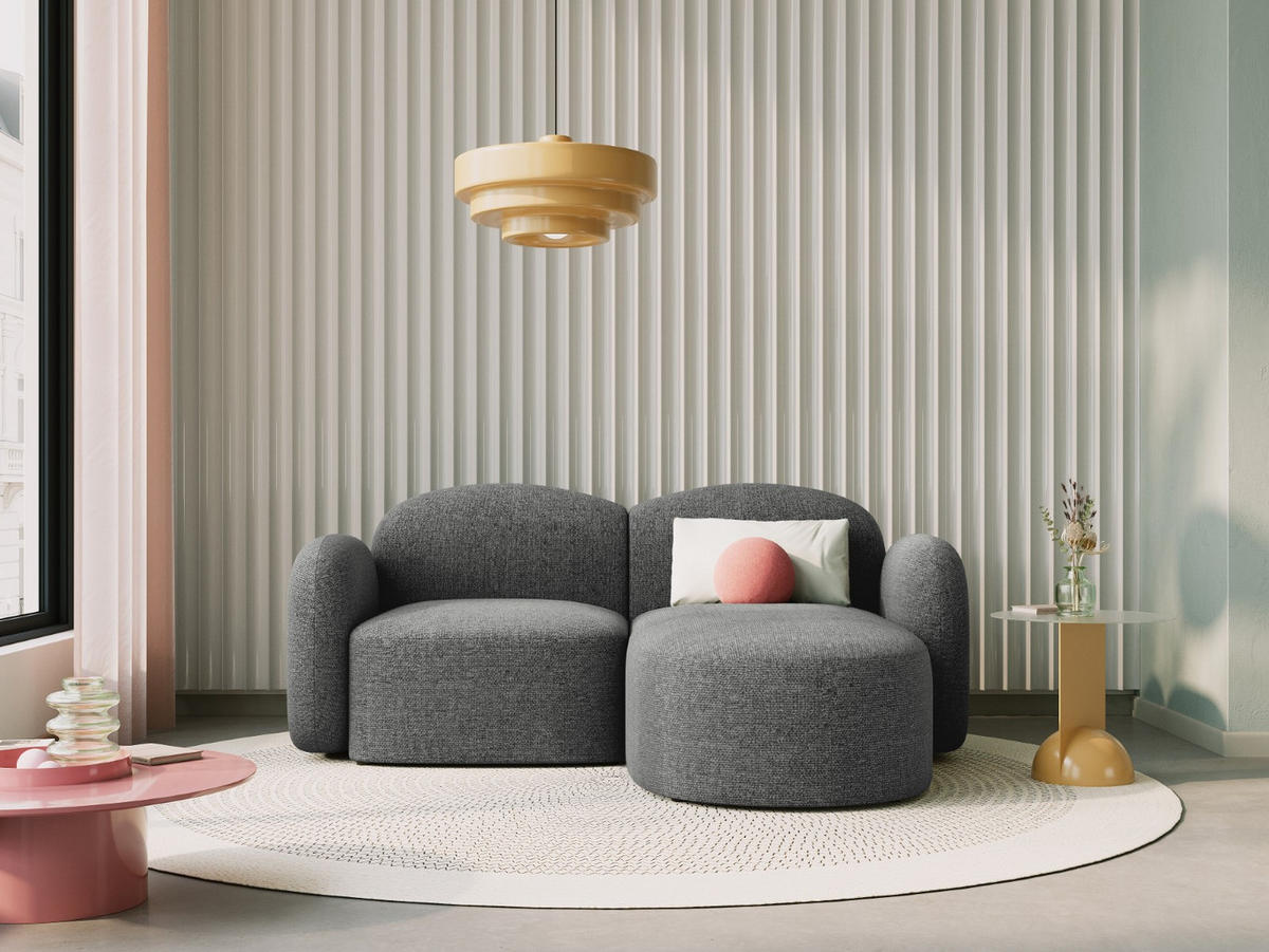 ECKSOFA rechts Blair aus Chenille-Stoff dunkelgrau mischung 3 Sitzplätze - Dunkelgrau, Textil (155/194cm) - Micadoni