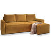 ECKSOFA POTARO Gelb Kordstoff mit Schlaffunktion - Gelb, Holz (232/140cm) - MASSENO