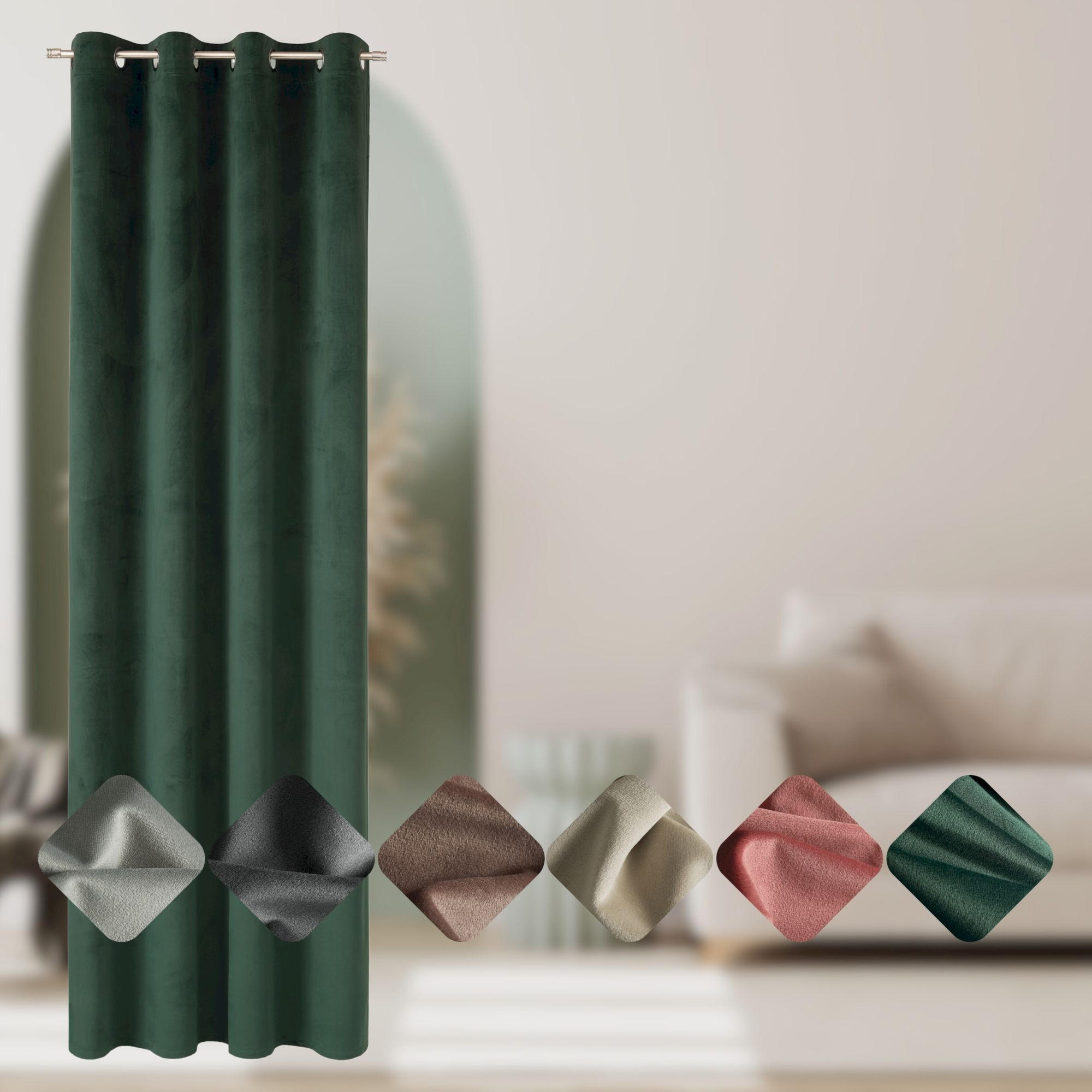 ÖSENVORHANG VELVET SIGNATURE - Grün, Textil (140/1/250cm) - Tom Tailor