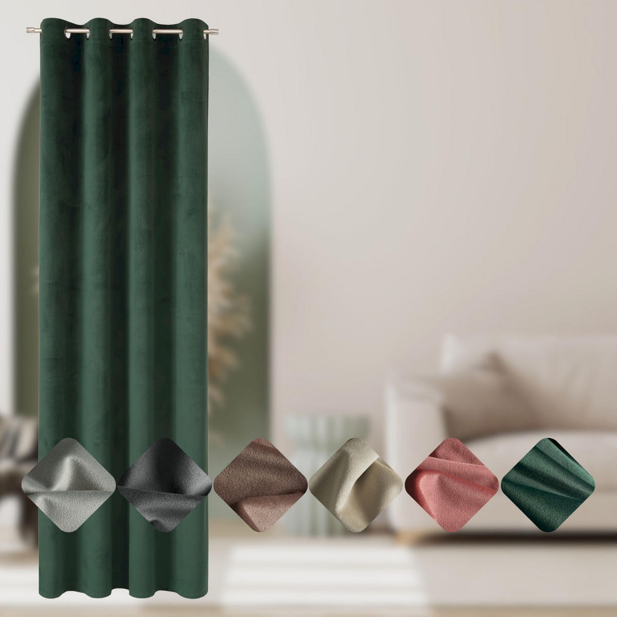 ÖSENVORHANG VELVET SIGNATURE - Grün, Textil (140/1/250cm) - Tom Tailor