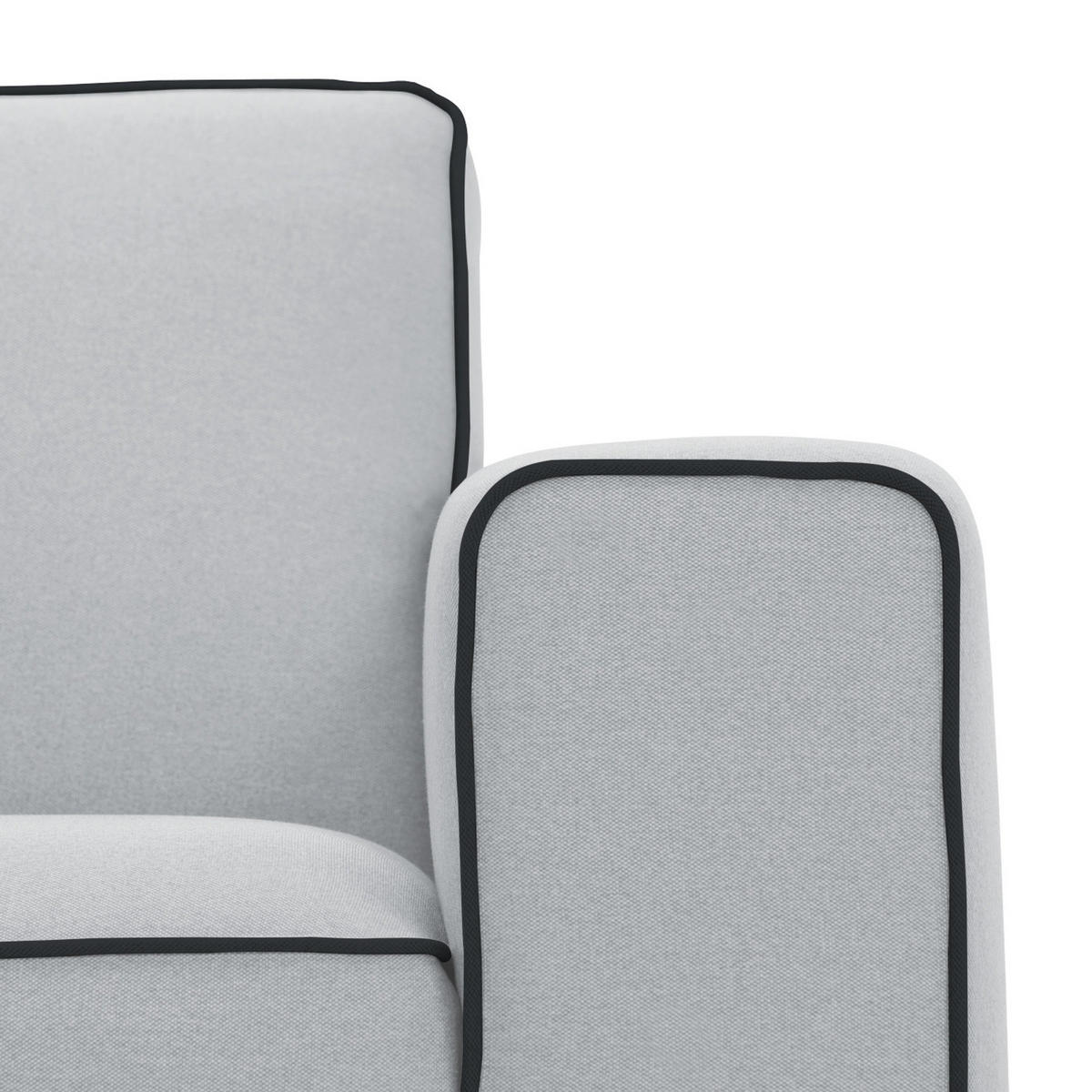 ECKSOFA mit Longchair - Webstoff - Hellgrau/Schwarz, Textil/Metall (264/168cm) - home24
