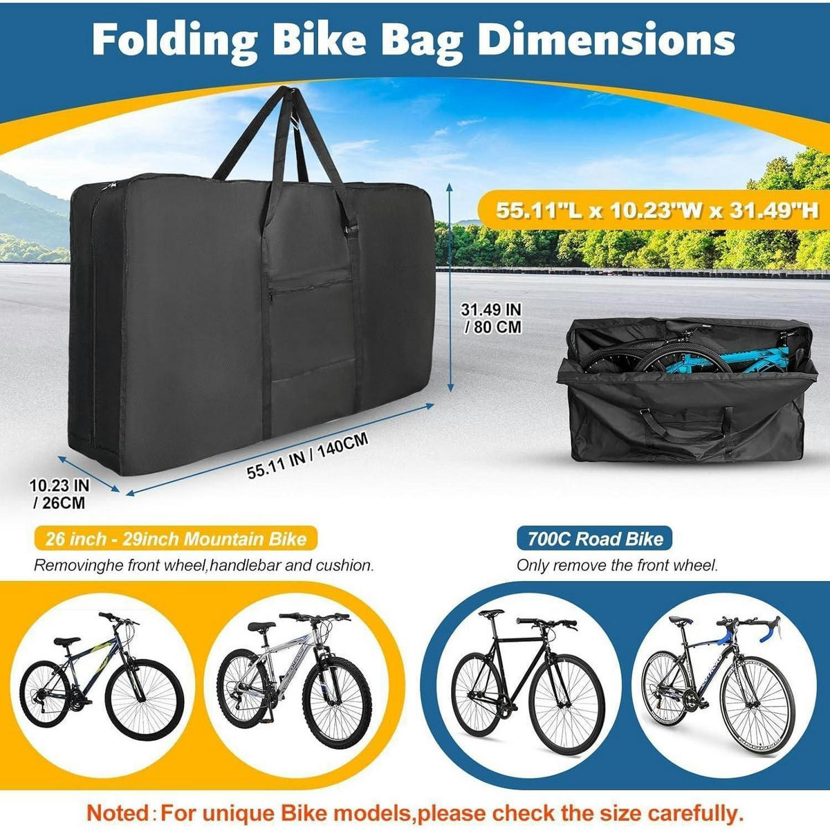 FAHRRAD Transporttasche 140 cm x 80 cm x 26 cm - Schwarz, Textil (74/27.5/134cm)