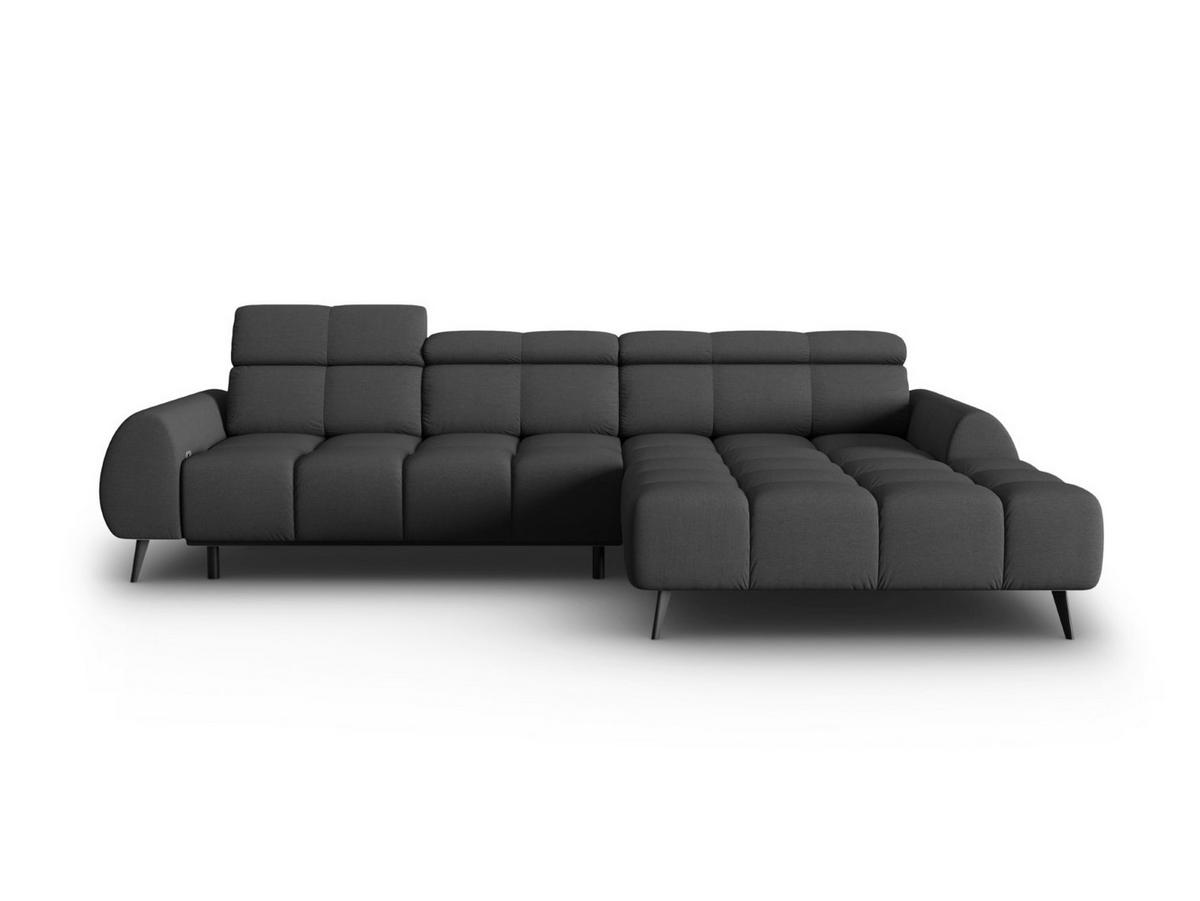ELEKTRISCHES-ECKSOFA rechts Alyse aus strukturiertem Stoff dunkelgrau 5 Sitzplätze - Dunkelgrau, Textil (188/295cm) - Micadoni