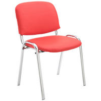 BESUCHERSTUHL Lederlook rot - Chromfarben/Rot, Textil/Metall (54/79/48cm) - CLP
