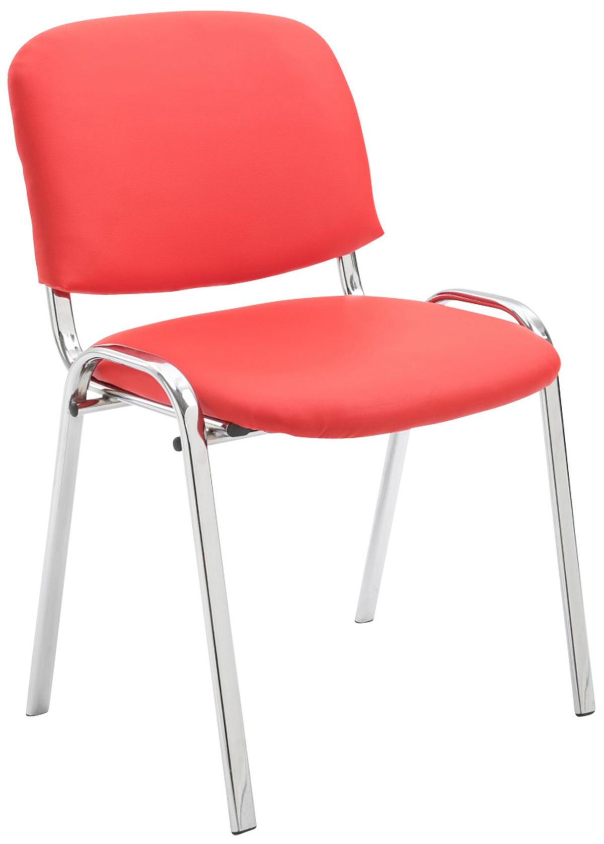 BESUCHERSTUHL Lederlook rot - Chromfarben/Rot, Textil/Metall (54/79/48cm) - CLP